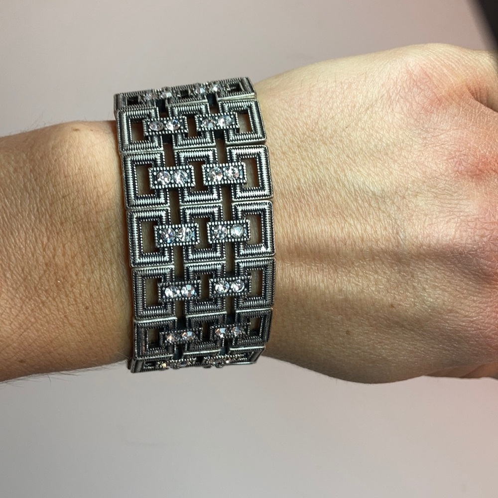 KF Silver Bracelet with Rhinestones